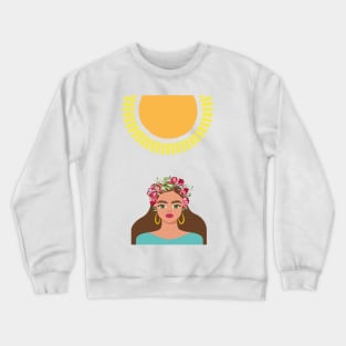 Sunset with Homage to Frida Kahlo mexican women Crewneck Sweatshirt